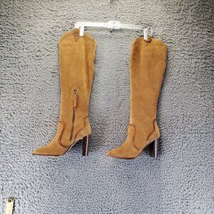 Splendid Shoes Womens Size 8 Brown Suede Caren Block Heeled Knee Boots
